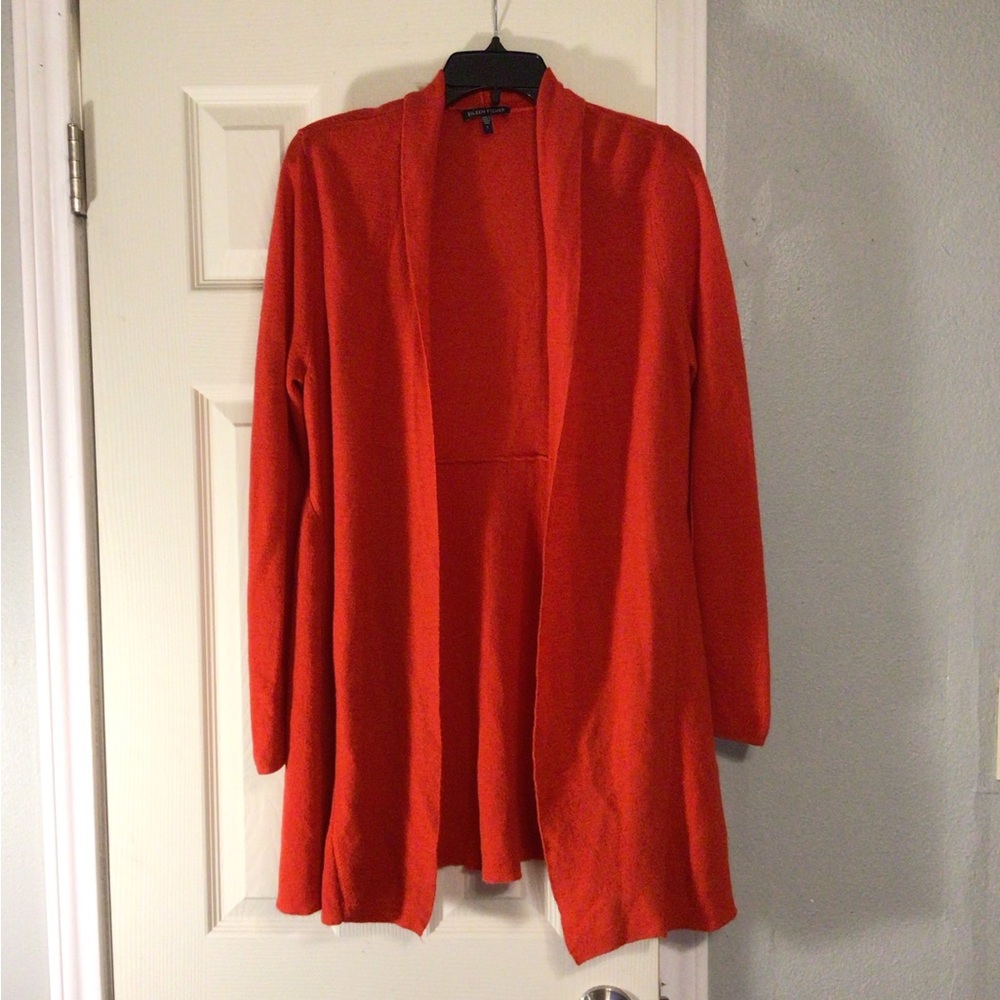 💸30%Off2🛒 Eileen Fisher red cardigan sweater open drape
